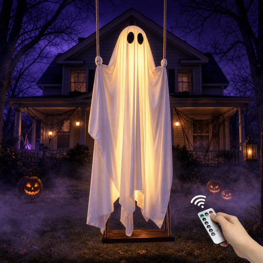 Halloween Dekorationen Außen 5FT Geister-Schaukellichter
